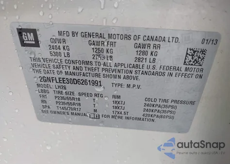 2013 Chevrolet Equinox 1Lt from USA, damaged, VIN 2GNFLEE30D6261991